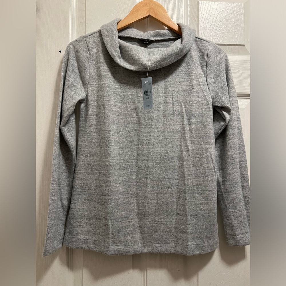 Ann Taylor gray with sparkle threads cowl neck sweater